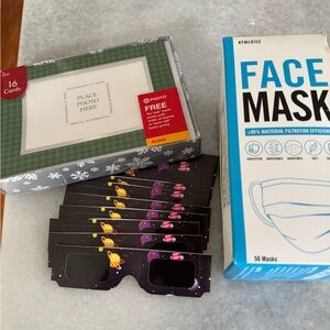 Photo cards, Face masks, Eclipse glasses